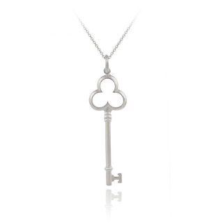 Sterling Silver Designer Inspired Clover Key Pendant Jewelry