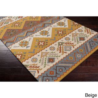 Surya Carpet, Inc Hand tufted Plumas Transitional Aztec Wool Area Rug (9 X 12) Green Size 9 x 12