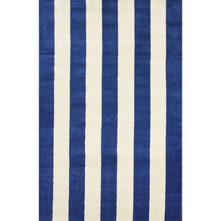 Nuloom Hand tufted Vertical Stripes Blue New Zealand Wool Rug (5 X 8)