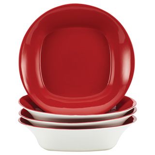 Rachael Ray Round/square Red 4 piece Stoneware Bowl Set