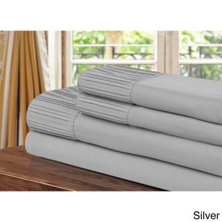 Chic Luxury Home Collection 4 piece Pleated Microfiber Sheet Set Silver Size Full