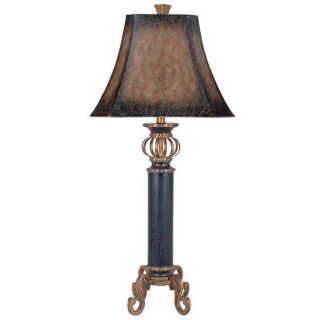 Dimond Lighting Iron Footed Column 1 light Crackled Black Table Lamp
