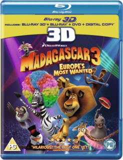 Madagascar 3 Europes Most Wanted 3D (3D Blu Ray, 2D Blu Ray, DVD and Digital Copy)      Blu ray