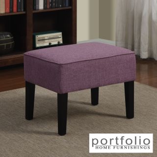 Portfolio Niles Amethyst Purple Linen Ottoman