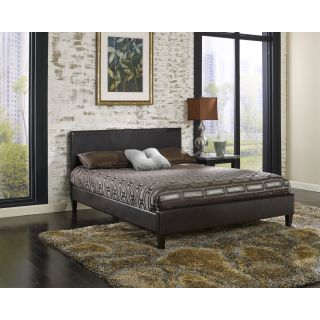 Sleep Sync Beaumont Upholstered Brown Leather Complete Platform Bed