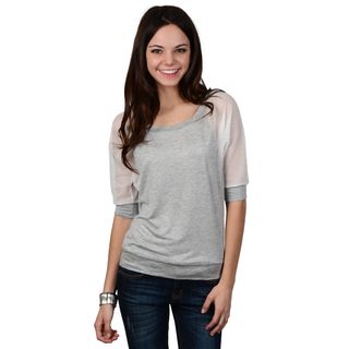 Hailey Jeans Co Hailey Jeans Co. Juniors Mesh Sleeve Banded Top Grey Size S (1  3)
