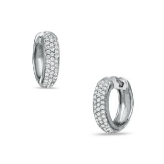 CT. T.W. Diamond Huggie Hoop Earrings in Sterling Silver   Zales