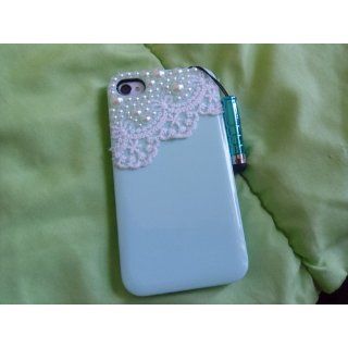 EVERMARKET(TM) Hand Made Lace and Pearl Green Hard Case Cover for iPhone 4 4G 4S Cell Phones & Accessories