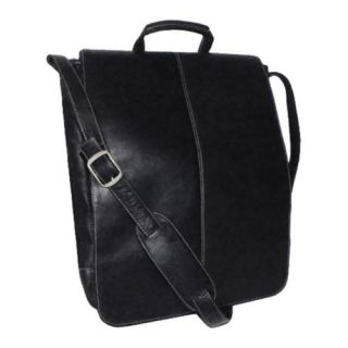 Royce Leather Vaquetta 17in Vertical Laptop Messenger Bag Black