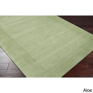 Surya Carpet, Inc Hand Loomed Odele Solid Bordered Tone on tone Wool Area Rug (8 X 11) Green Size 8 x 11