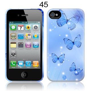 TaylorHe Blue Fantasy Butterlies and Sparkles iPhone 4 iPhone 4S Hard Case Printed Phone Case MADE IN THE UK All Around Printed on Sides 3D Sublimation Highest Quality Cell Phones & Accessories