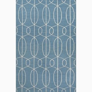 Handmade Blue/ Ivory Wool Easy Care Area Rug (5 X 8)