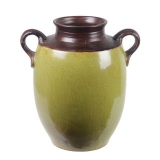 Privilege Green Small Handled Ceramic Jar