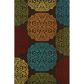 Indoor/ Outdoor Floral pattern Brown/ Multicolored Area Rug (67 X 96)