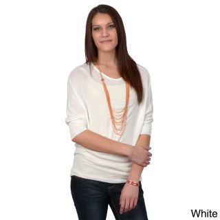 Journee Collection Journee Collection Womens Dolman Sleeve Scoop Neck Top White Size S (4  6)