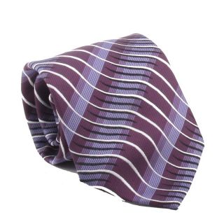 Ferrecci Mens Purple Stripes Necktie And Cuff Links Boxed Set