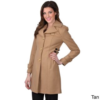 Kenneth Cole Womens Single Breasted Button Front Coat