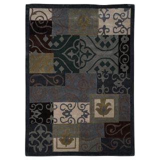 Trio Collection Blue Patchwork And Scrollwork Rug (2 X 3)