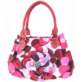 Cute Polkadot 3d Raised Flower Purse Hot Pink Polka Dot Tote Handbags Clothing