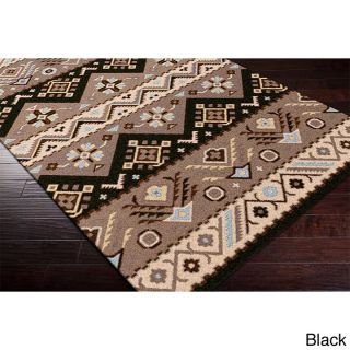 Surya Carpet, Inc Hand tufted Plumas Transitional Aztec Wool Area Rug (8 X 10) Black Size 8 x 10