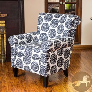 Christopher Knight Home Roseville Black   White Fabric Floral Club Chair