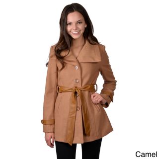 Journee Collection Journee Collection Juniors Belted Button up Coat Camel Size S (1  3)