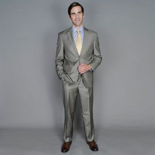 Unity Nick, Inc. Mens Sand Stripe 2 button Suit Grey Size 50R