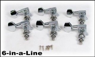 6pc set of Chrome 6 in a Line Sealed Gear Guitar Tuners/Machine Heads Musical Instruments