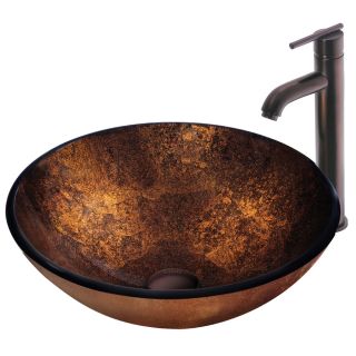 VIGO 6 in D Bronze Glass Round Vessel Sink Faucet Included
