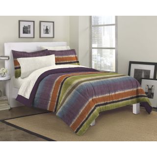 Texture Stripe 7 piece Bed In A Bag With Sheet Set