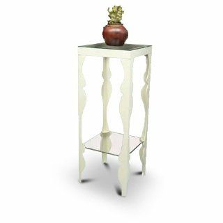 New Ivory / Off white Metal Finish Plant / Phone Stand with Glass Shelves  
