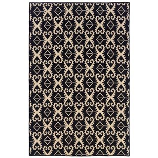Foundation Collection Black Ikat Reversible Rug (5 X 8)