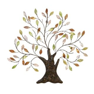 Metal/ Shell Tree With Leaves Wall Decor