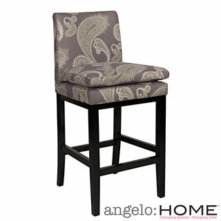 Angelohome Marnie Feathered Paisley Amethyst Purple Upholstered 29 inch Bar Stool