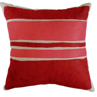 Balanced Design Block Applique Pillow CB Color Oatmeal Linen Fabric in Red/S