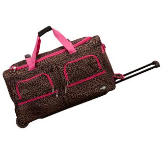 Rockland Deluxe Pink Leopard Mobilizer Lightweight 30 inch Rolling Duffel Bag
