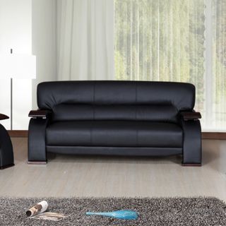 Selina Bonded Leather Black Modern Sofa