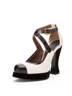 Velvet Platform Strappy Pump by Marni