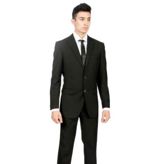 Ferrecci Mens Custom Slim Fit Black 2 piece Peak Lapel Suit