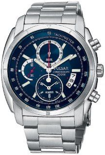 Pulsar Men's Blue Dial Stainless Steel Chronograph Watch PF3477 Watches