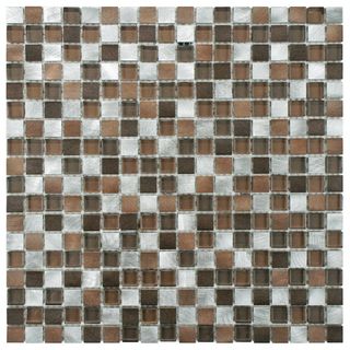 Somertile Fuse Mini 11.875x11.875 Noir Brushed Aluminum And Glass Mosaic Wall Tile (pack Of 10)