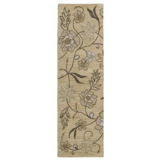 Hand tufted Lawrence Wheat Floral Wool Rug (23 X 76)