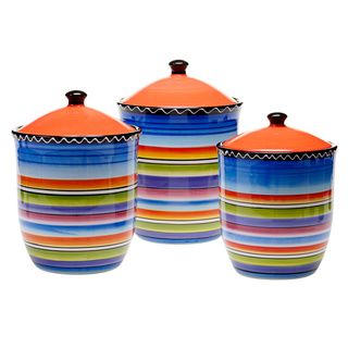 Hand painted Tequila Sunrise 3 piece Canister Set