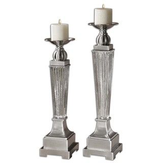 Canino Brushed Aluminum Candle Holders (set Of 2)