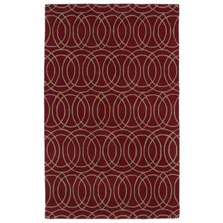 Hand tufted Cosmopolitan Circles Red/ Camel Wool Rug (8 X 11)
