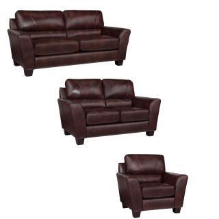 Eclipse Chocolate Brown Italian Leather Sofa, Loveseat And Chair