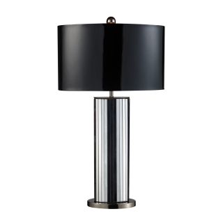 Shreve 1 light Mirrored And Black Leatherette Table Lamp