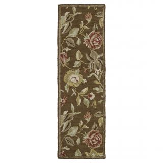 Hand tufted Lawrence Brown Floral Wool Rug (23 X 76)