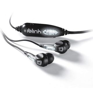iBlink Black Earbuds with Flashing White LED Lights      Electronics