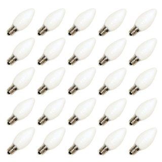 Vickerman 10057   C7 Candelabra Screw Base Ceramic White 25 Pack Christmas Light Bulbs (V471751)